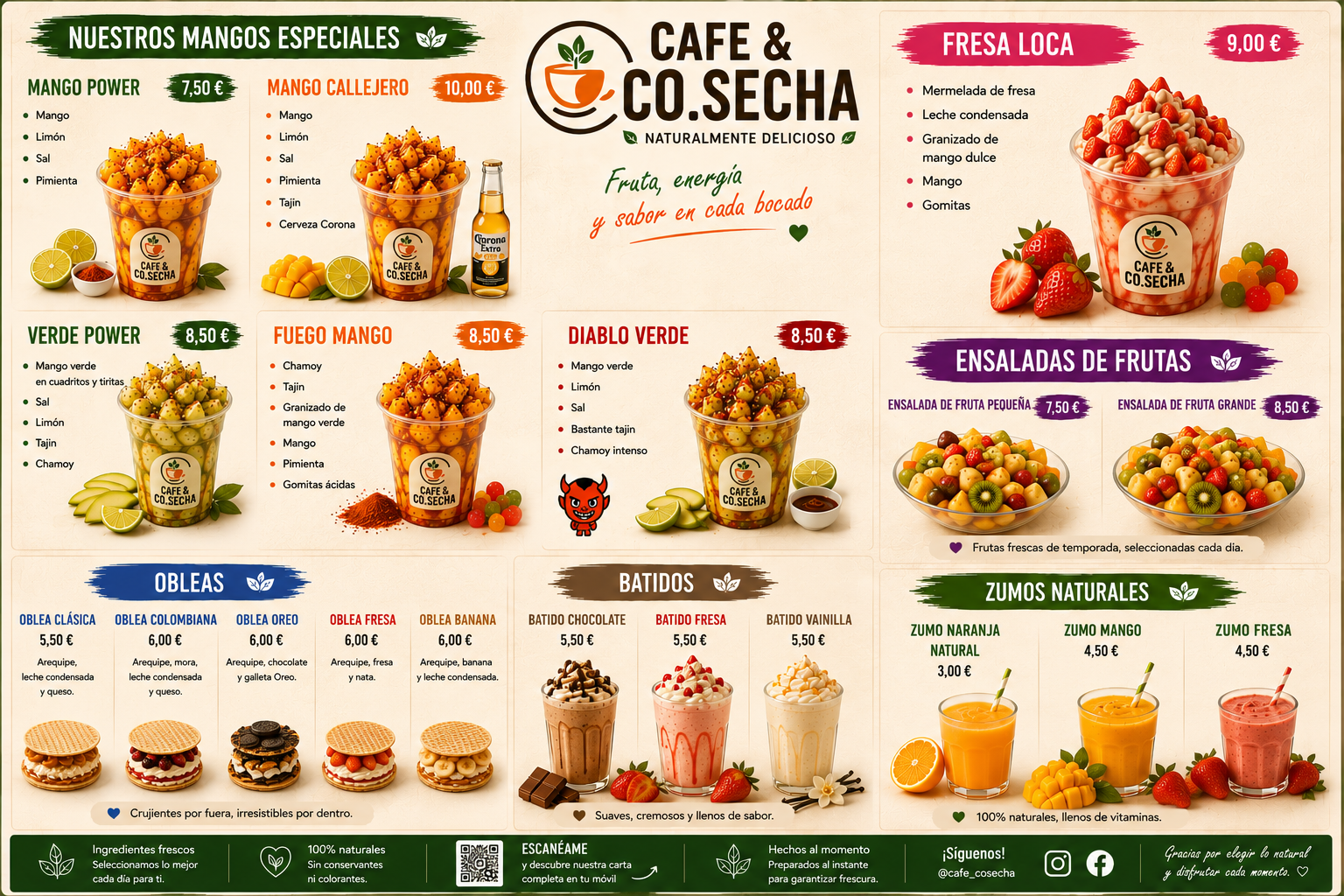 Carta de meriendas Café & Co.Secha