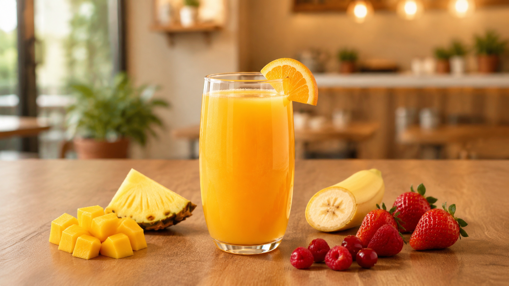 Zumo de naranja con diferentes frutas
